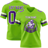 Custom Neon Green Purple-White Mesh Authentic Football Jersey