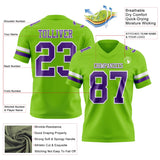 Custom Neon Green Purple-White Mesh Authentic Football Jersey