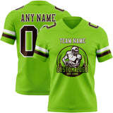 Custom Neon Green Brown-White Mesh Authentic Football Jersey