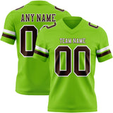 Custom Neon Green Brown-White Mesh Authentic Football Jersey