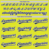 Custom Neon Yellow Navy-White Authentic Baseball Jersey