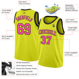 Custom Neon Yellow Pink-Black Authentic Basketball Jersey