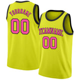 Custom Neon Yellow Pink-Black Authentic Basketball Jersey