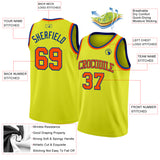 Custom Neon Yellow Orange-Royal Authentic Basketball Jersey
