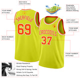 Custom Neon Yellow Orange-White Authentic Basketball Jersey