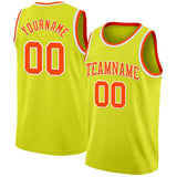 Custom Neon Yellow Orange-White Authentic Basketball Jersey