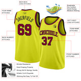 Custom Neon Yellow Maroon-Black Authentic Basketball Jersey