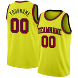 Custom Neon Yellow Maroon-Black Authentic Basketball Jersey