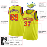 Custom Neon Yellow Orange-Purple Authentic Basketball Jersey