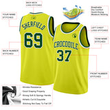 Custom Neon Yellow Green-White Authentic Basketball Jersey