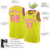 Custom Neon Yellow Pink-White Authentic Basketball Jersey