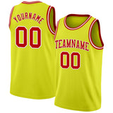 Custom Neon Yellow Red-White Authentic Basketball Jersey