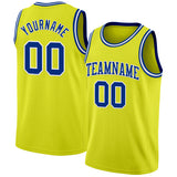 Custom Neon Yellow Royal-White Authentic Basketball Jersey