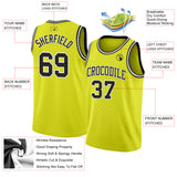 Custom Neon Yellow Black-White Authentic Basketball Jersey