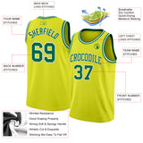 Custom Neon Yellow Kelly Green-White Authentic Basketball Jersey
