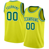 Custom Neon Yellow Kelly Green-White Authentic Basketball Jersey