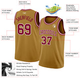 Custom Old Gold Maroon-White Authentic Basketball Jersey
