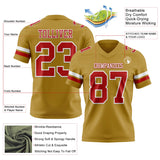 Custom Old Gold Red-White Mesh Authentic Football Jersey