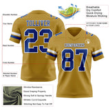 Custom Old Gold Royal-White Mesh Authentic Football Jersey