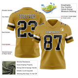 Custom Old Gold Black-White Mesh Authentic Football Jersey