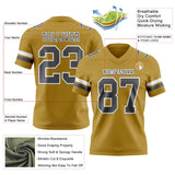 Custom Old Gold Steel Gray-White Mesh Authentic Football Jersey