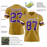 Custom Old Gold Purple-White Mesh Authentic Football Jersey
