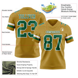 Custom Old Gold Kelly Green-White Mesh Authentic Football Jersey