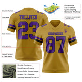 Custom Old Gold Purple-Black Mesh Authentic Football Jersey