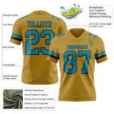 Custom Old Gold Teal-Black Mesh Authentic Football Jersey