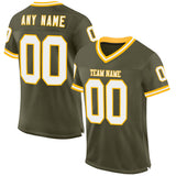 Custom Olive White-Gold Mesh Authentic Throwback Salute To Service Football Jersey