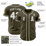 Custom Olive White Authentic Salute To Service Baseball Jersey