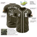 Custom Olive White Authentic Salute To Service Baseball Jersey