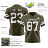 Custom Olive White Mesh Authentic Salute To Service Football Jersey