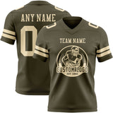Custom Olive Cream Mesh Authentic Salute To Service Football Jersey