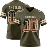 Custom Olive Vintage USA Flag-Cream Mesh Authentic Salute To Service Football Jersey
