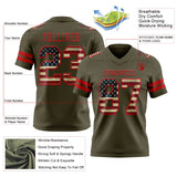 Custom Olive Vintage USA Flag-Red Mesh Authentic Salute To Service Football Jersey