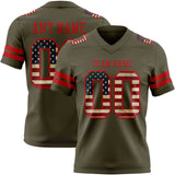 Custom Olive Vintage USA Flag-Red Mesh Authentic Salute To Service Football Jersey