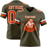 Custom Olive Orange-White Mesh Authentic Salute To Service Football Jersey