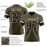 Custom Olive Black-Cream Mesh Authentic Salute To Service Football Jersey