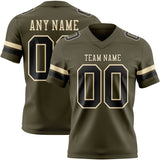 Custom Olive Black-Cream Mesh Authentic Salute To Service Football Jersey