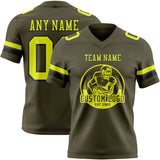 Custom Olive Neon Yellow-Black Mesh Authentic Salute To Service Football Jersey