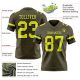 Custom Olive Neon Yellow-Black Mesh Authentic Salute To Service Football Jersey