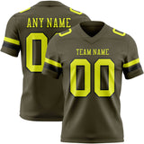 Custom Olive Neon Yellow-Black Mesh Authentic Salute To Service Football Jersey