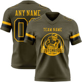 Custom Olive Black-Gold Mesh Authentic Salute To Service Football Jersey