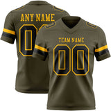 Custom Olive Black-Gold Mesh Authentic Salute To Service Football Jersey