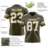 Custom Olive White-Old Gold Mesh Authentic Salute To Service Football Jersey