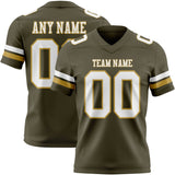 Custom Olive White-Old Gold Mesh Authentic Salute To Service Football Jersey