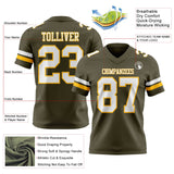 Custom Olive White-Gold Mesh Authentic Salute To Service Football Jersey