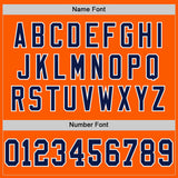 Custom Orange Navy-Gold Mesh Authentic Throwback Football Jersey