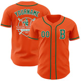 Custom Orange Kelly Green-White Authentic Baseball Jersey